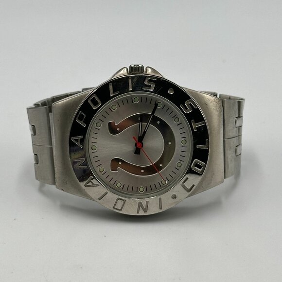 Indiana Colts Watch Men Silver Tone NFL Sports Football New Battery 6.5 Inch - Picture 6 of 14